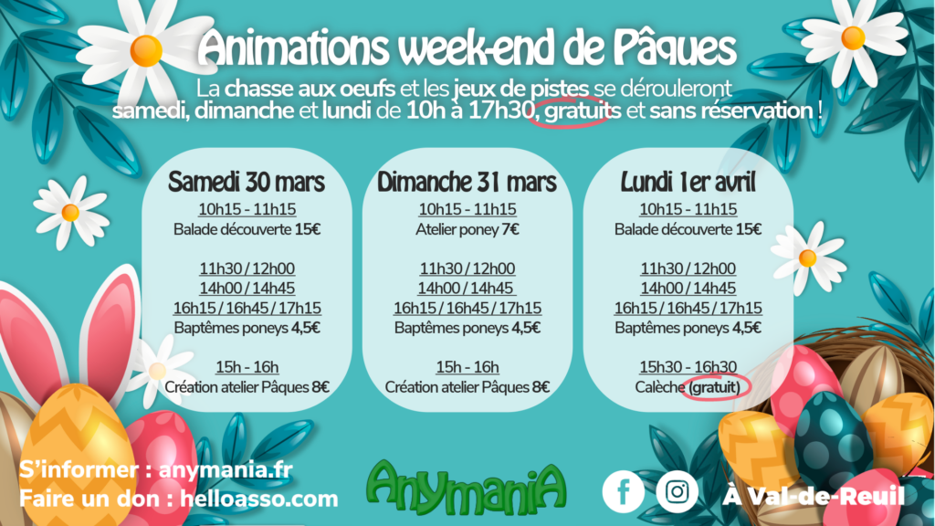 Post Pâques - Animations week-ends